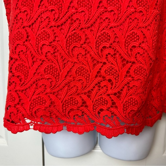 TALBOTS Red Lace Crochet Eyelet Blouse Top Shirt Short Sleeve Scoop Neck Plus - Picture 6 of 12